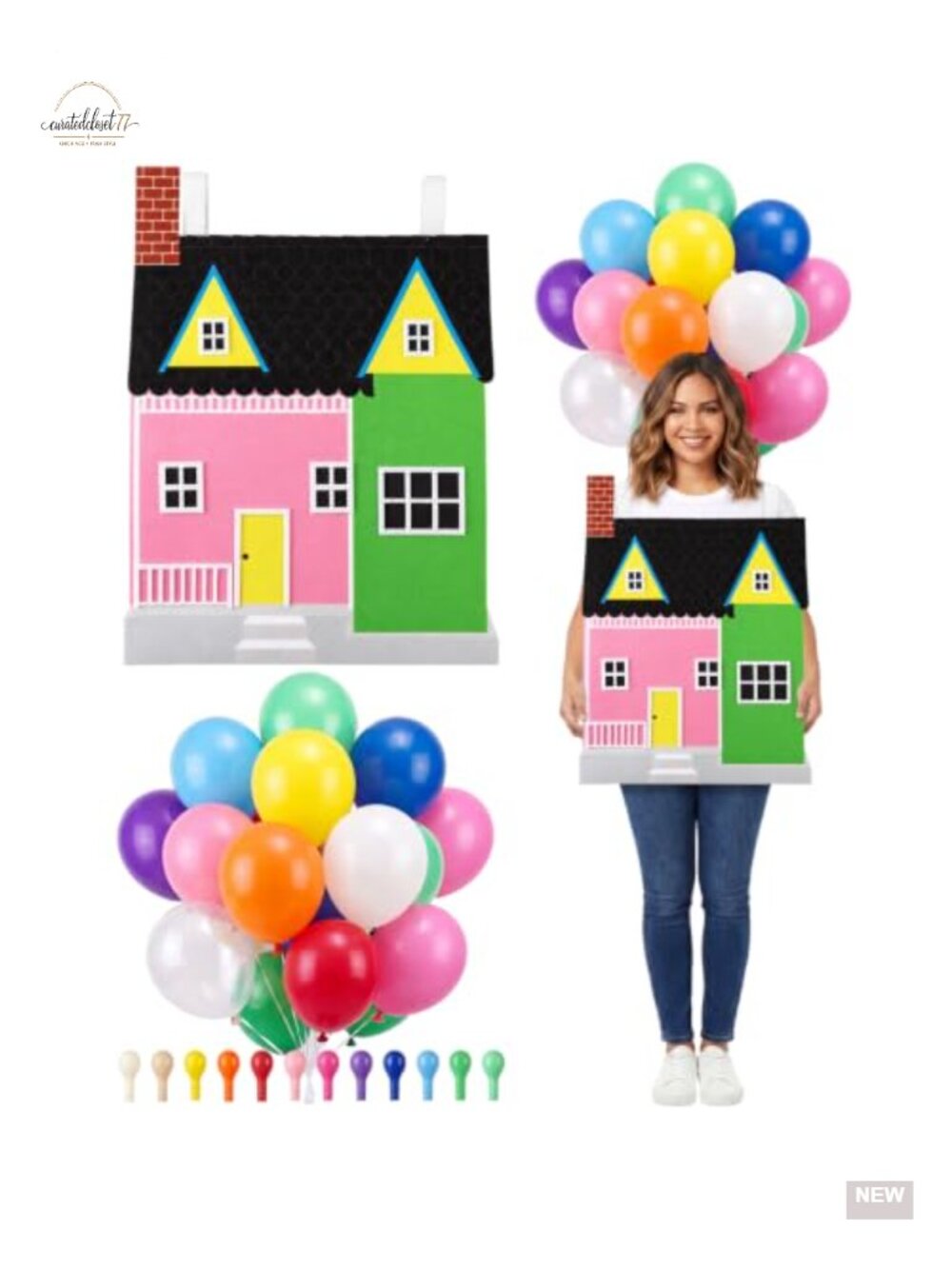 Adult Halloween House Felt Costume with 24 Balloons, Cosplay Party Outfit